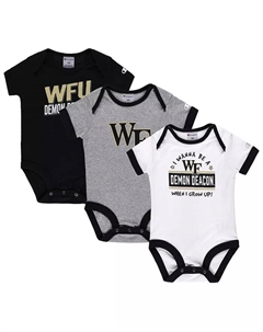 Набор из трех боди для мальчиков и девочек Infant, черный и серый Heather, Wake Forest Demon Deacons I Wanna Be Champion
