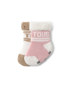 Набор из 2 детских носков с логотипом и полосками, розовый/белый Tous