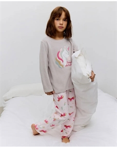 Полный пижамный комплект в клетку для девочки, розовый Cotton juice