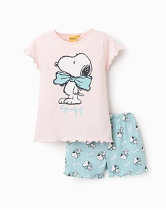 Детская пижама 100% хлопок с рисунком Снупи, розовый/темно-синий Zippy