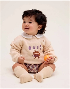 Вязаный детский джемпер с рисунком, бежевый/розовый Dadati