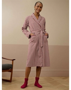 Халат из хлопка с шелковой отделкой в клетку, Mulberry/Shell Brora