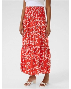 Смок с цветочным принтом макси-юбка, Red/Multi Kaffe