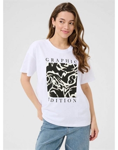 Футболка Vivie Graphic Edition, White/Multi Kaffe