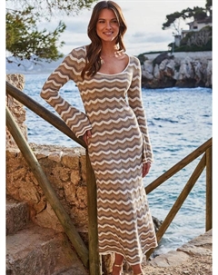 Платье миди с шевронным узором, Natural Sosandar