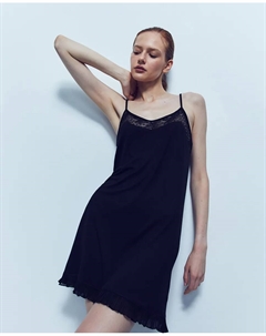 Ночная рубашка на бретельках, черный Сфера