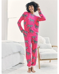 Длинный пижамный комплект Zebra Jersey, Bright Pink Chelsea peers