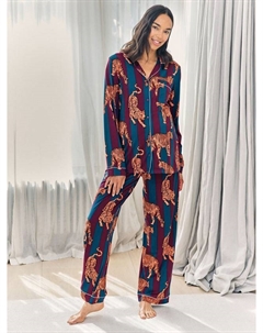 Полосатый комплект пижамы для беременных Long Maternity, Burgundy Chelsea peers