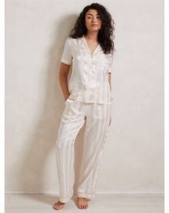 Полосатый сатиновый длинный комплект пижамы, Off White Chelsea peers