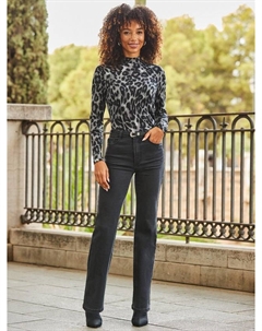 Джинсы прямого кроя с высокой посадкой, Black Sosandar