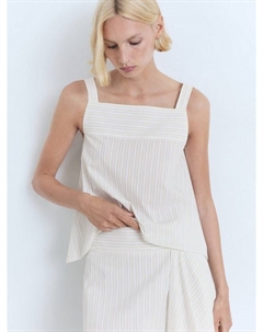 Лимонная хлопковая полосатая майка без рукавов, Natural White Mango