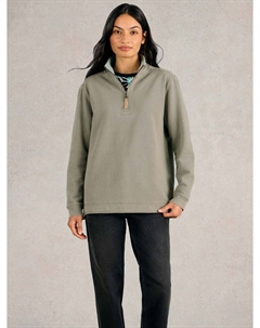 Пике свитер с принтом и молнией до половины, Khaki Green White stuff