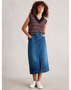 Юбка миди трапеция Tia из хлопковой смеси White stuff