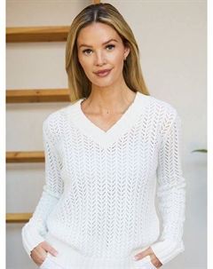 Хлопковый джемпер в технике пойнтеле, Cream The little tailor