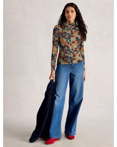 Топ с высоким воротником Camille с цветочными листьями, Orange/Multi White stuff