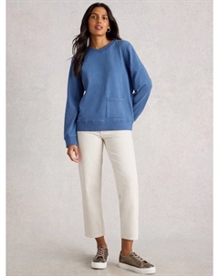 Непал свитшот с круглым вырезом, Mid Blue White stuff