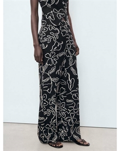 Прямые брюки Liza из льняной смеси с цветочным принтом, Black Mango