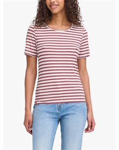 Футболка Cella с полосками и круглым вырезом, Maroon/Cloud Dancer Ichi