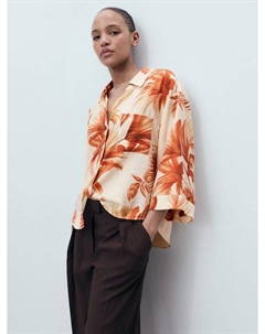 Пальмовая рубашка с широкими рукавами, Natural White Mango