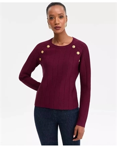 Женский свитер с пуговицами и ажурным узором, красный I.n.c. international concepts