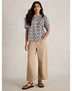 Ариэль топ из чистой органической хлопковой ткани с абстрактным принтом, Navy/Multi White stuff