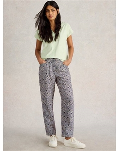 Whtie Stuff Rowena зауженные брюки из льна, Navy/Multi White stuff