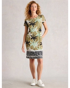 Платье Tallie из джерси с пальмовым принтом, Green/Multi White stuff