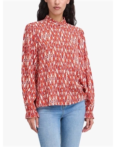 Топ Lueca Ikat с высоким воротником, Red Ikat Waves Ichi