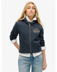 Люкс худи с металлическим логотипом и молнией, Trench Navy Marl Superdry
