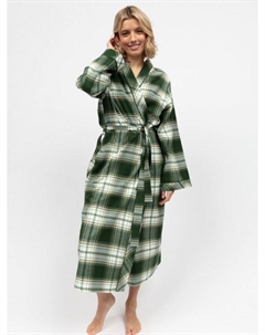 Халат из мягкой ткани в клетку, Olive Green Cyberjammies