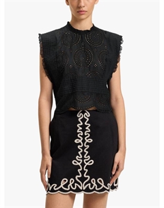 BOSS Brady топ-кроп с ажурной вышивкой, Black Hugo boss