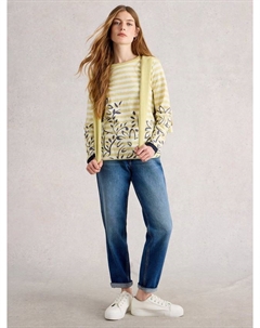 Топ Clara в полоску с цветочным принтом, Yellow/Multi White stuff