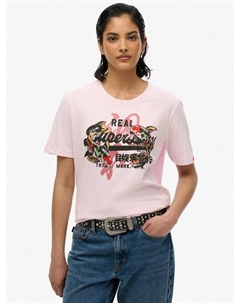 Футболка Vintage Logo Tokyo свободного кроя, Rose Pink Slub Superdry