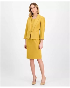 Женский костюм с шалью-воротником и безрукавным платьем, Regular и Petite, желтый Le suit