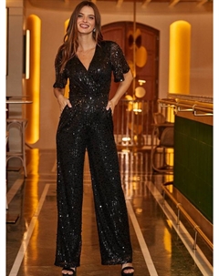 Ангельский рукав комбинезон с пайетками, Black Sosandar