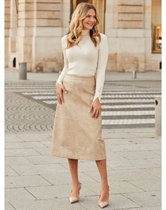 Юбка из искусственной кожи с текстурой "крок", Ecru Sosandar