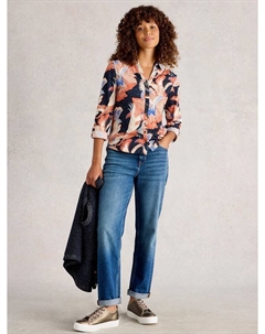 Футболка Annie с абстрактным цветочным принтом и блестками, Navy/Multi White stuff