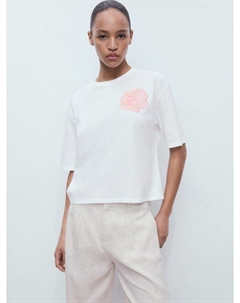 Футболка с деталями из хлопковой розы Mango