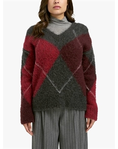 Свитер с V-образным вырезом и узором аргайл, Anthracite Smith&soul