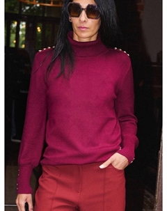 Джемпер с высоким воротником и пуговицами, Claret The little tailor