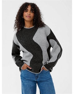 KAwilma свитер с абстрактной полоской, Grey/Black Kaffe