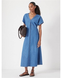 Джинсовое платье Grace с V-образным вырезом, Vintage Wash Blue Hush