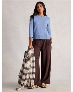 Джемпер из хлопка и льна с круглым вырезом White stuff