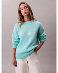 Джемпер с логотипом из альпаки, Tahiti Turquoise Calvin klein