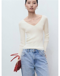 Свитер Seseta с V-образным вырезом, Light Beige Mango