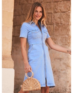 Джинсовое платье с застежкой-молнией спереди, Blue Sosandar