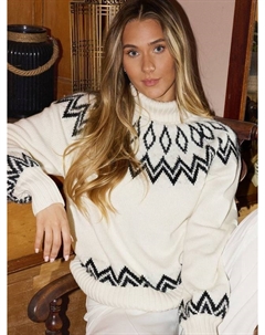 Свитер с узором Fair Isle из алмазной вязки, Cream The little tailor