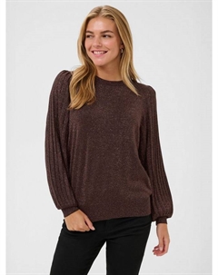 Регина свитер с металлическим отливом и пышными рукавами, Dark Coffee Kaffe