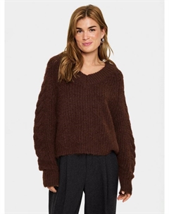 Вязаный свитер Manda с V-образным вырезом, Fondue Fudge Saint tropez