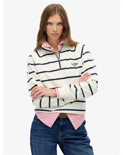 Свитшот Athletic Essentials с полосками и молнией до половины, White/Navy Stripe Superdry